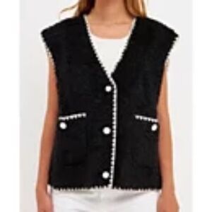 English Factory faux shearling vest, XS, black